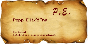 Popp Eliána névjegykártya